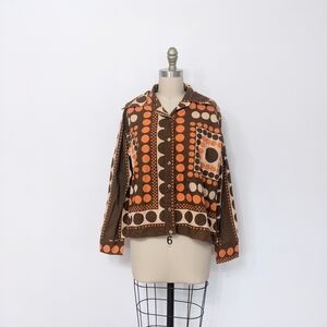 (68) vtg 1970s cotton blend retro groovy button collar shirt